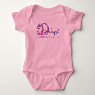 Daleyza girls name meaning monogram baby romper bodysuit