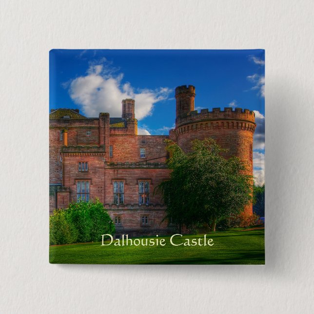 Dalhousie Castle, Midlothian, Scotland 15 Cm Square Badge (Front)