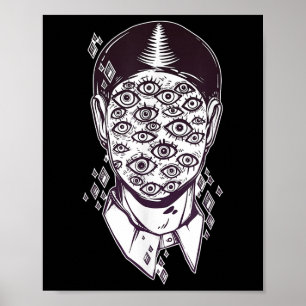 Dali Surreal - Noir Retro Eyes On Face Tattoo Art  Poster