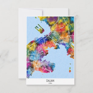 Dalian China City Map Thank You Card