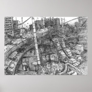 Dallas 2092 (Ink Wash) - Poster