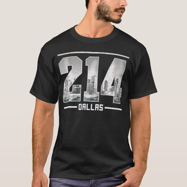 Dallas 214 Area Code Texas Skyline       T-Shirt (Front)