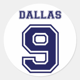 DALLAS BLUE NUMBER NINE CLASSIC ROUND STICKER