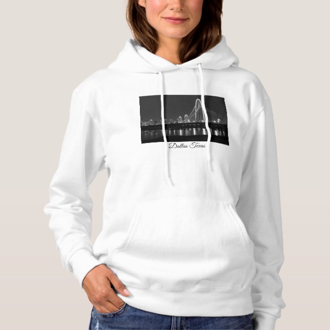 Dallas Bridge View Grayscale Hoodie (Front)