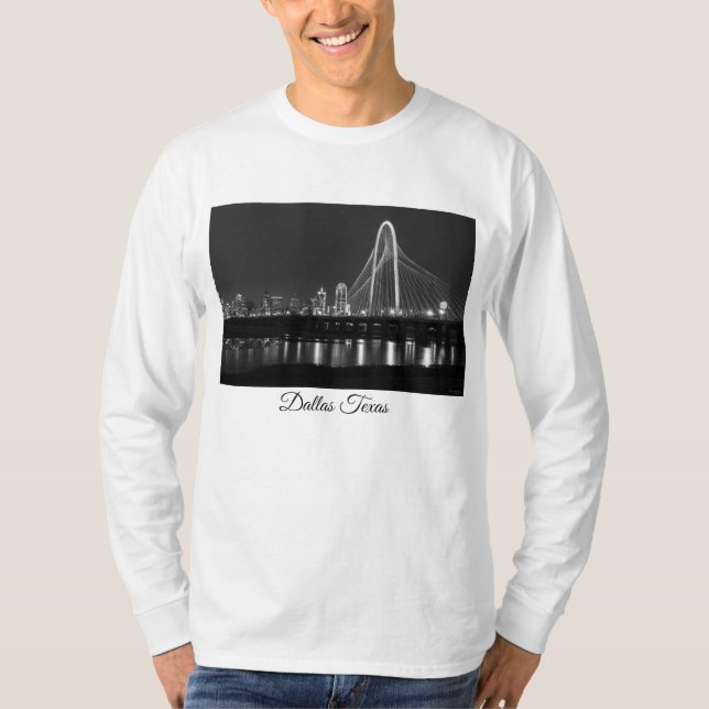 Dallas Bridge View Grayscale T-Shirt (Front)