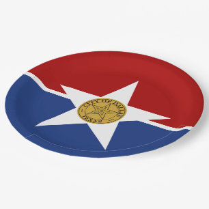 Dallas city flag paper plate