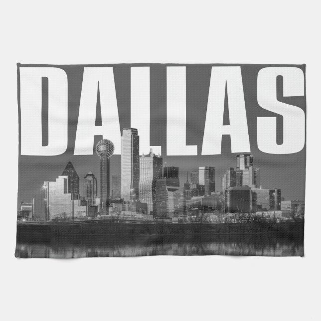 Dallas Cityscape Tea Towel (Horizontal)
