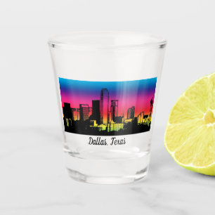Dallas Colourful Silhouette Skyline Shot Glass