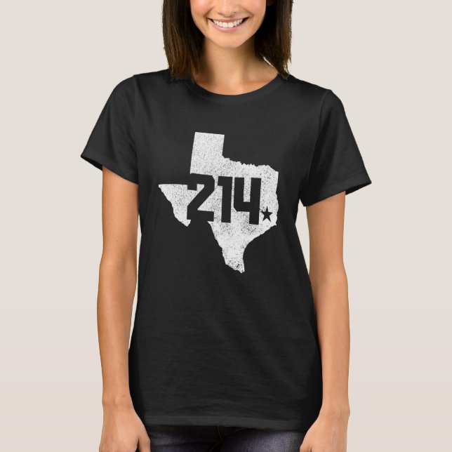 Dallas County 214 Area Code Texas Sate Map Pride 2 T-Shirt (Front)