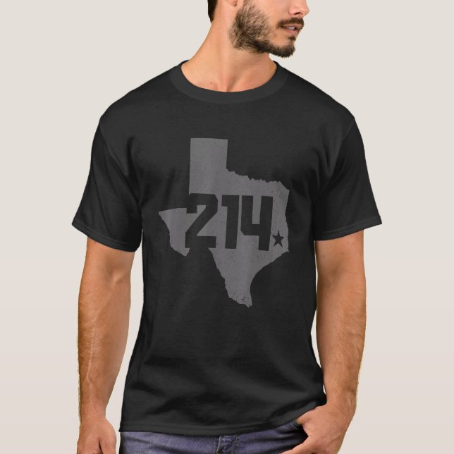 Dallas County 214 Area Code Texas Sate Map Pride T-Shirt (Front)