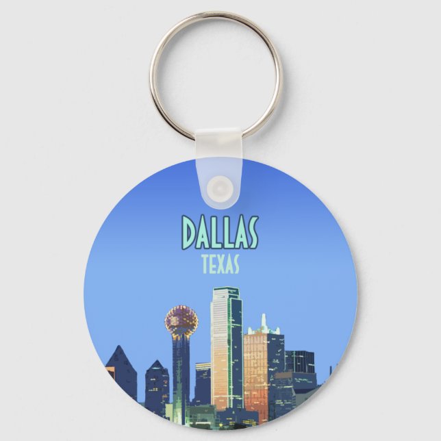 Dallas Downtown Texas Vintage Key Ring (Front)