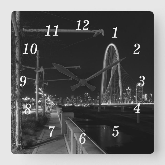 Dallas Evening Walk Grayscale Wall Clock (Front)