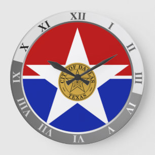 Dallas flag Large Clock