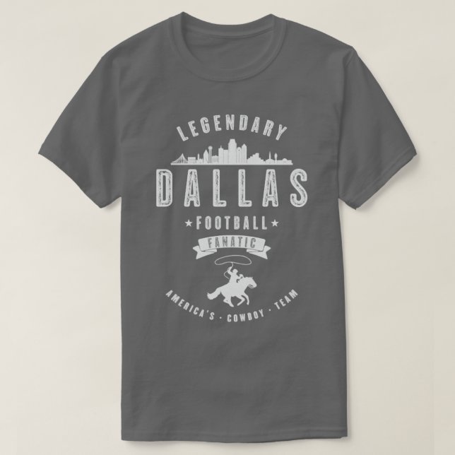 Dallas Football Fanatic Vintage White Text T-Shirt (Design Front)