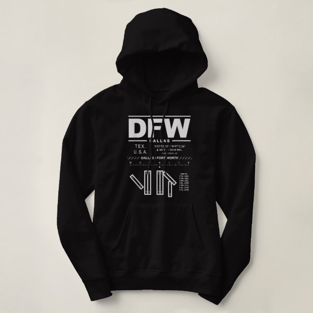 Dallas Fort Worth International Airport Texas DFW Hoodie (Design Front)