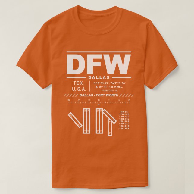 Dallas Fort Worth Int'l Airport DFW T-Shirt (Design Front)