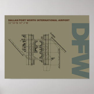 Dallas/Ft. Worth Airport (DFW) Diagram Poster