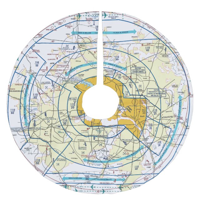 Dallas Ft. Worth Flyway Chart Brushed Polyester Tree Skirt (Front)