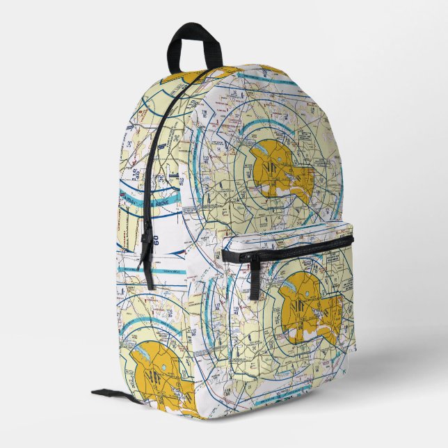 Dallas - Ft. Worth Flyway Chart  Printed Backpack (Back Corner Left)