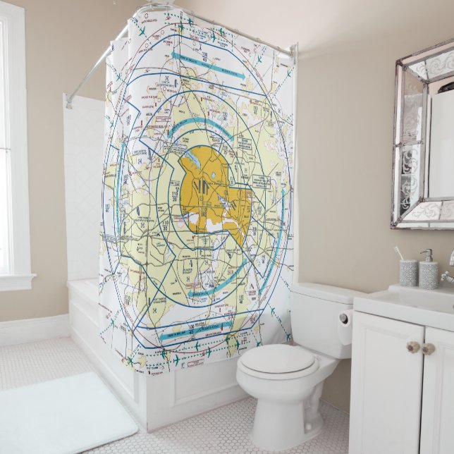 Dallas - Ft. Worth Flyway Chart  Shower Curtain (In Situ)
