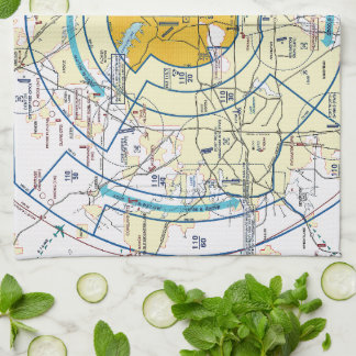 Dallas Ft. Worth Flyway Chart Tea Towel