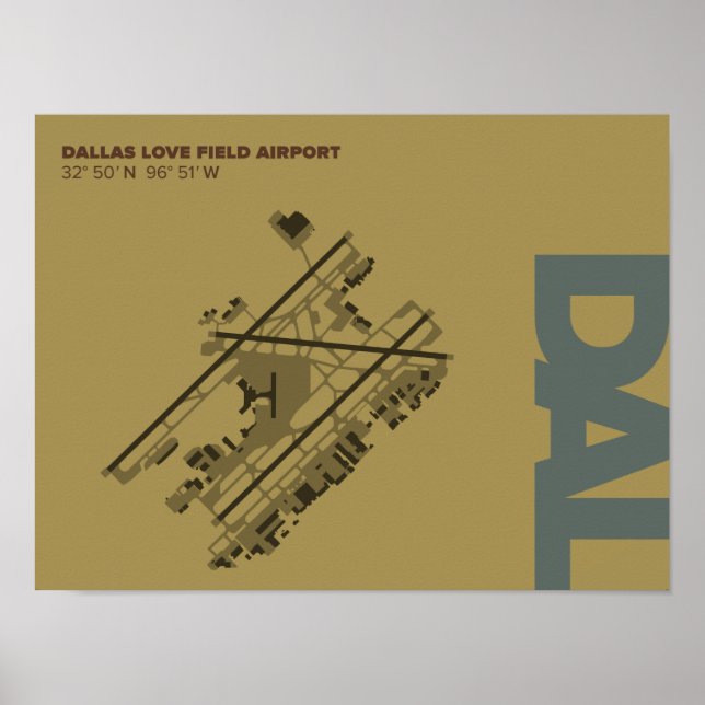 Dallas Love Field Airport (DAL) Diagram Poster (Front)