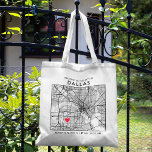 Dallas Love Locator | City Map Wedding Welcome Tote Bag<br><div class="desc">A fun tote bag for a wedding or any other occasion taking place in the beautiful city of Dallas, Texas. This tote features an overhead map of the city centre inside a black-bordered box framer. On the top sits a short welcome greeting and the name of the city. On the...</div>
