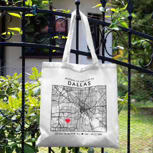 Dallas Love Locator City Map Wedding Welcome Tote Bag
