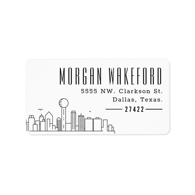 Dallas Modern Deco Skyline Large Label (Front)