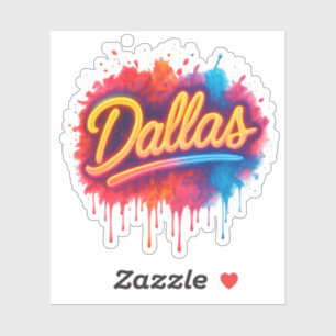 Dallas Neon Street Art Splash – Retro Vibrant City