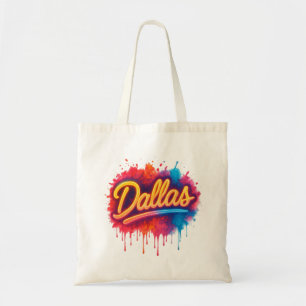Dallas Neon Street Art Splash – Retro Vibrant City Tote Bag