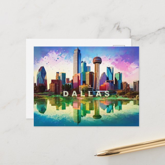 Dallas Postcard – Iconic Skyline (Front/Back In Situ)