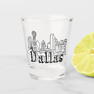 Dallas Skyline Art Design Dallas Skyline Design Shot Glass