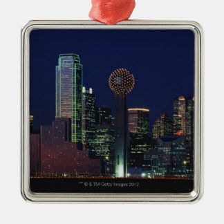 Dallas Skyline at Night Metal Tree Decoration