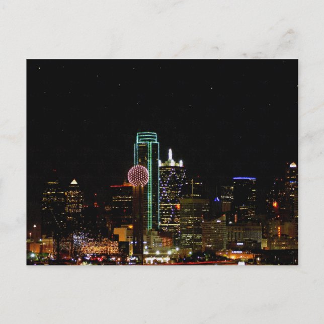 Dallas Skyline at Night Postcard (Front)