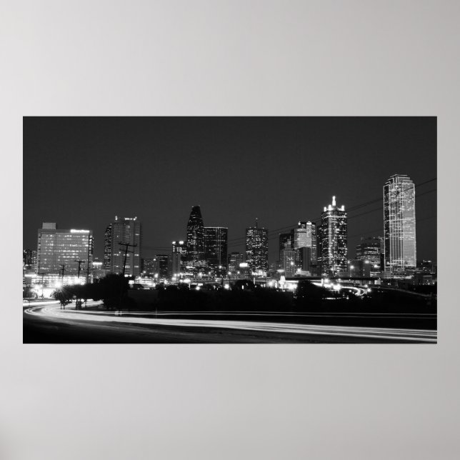 dallas skyline at night poster (Front)