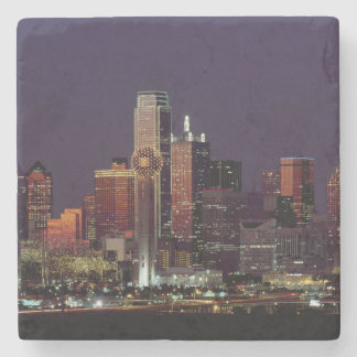 Dallas Skyline at Night Stone Coaster