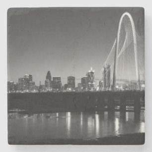 Dallas Skyline Dawn Grayscale Stone Coaster