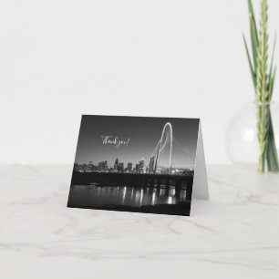 Dallas Skyline Dawn Grayscale Thank You Card