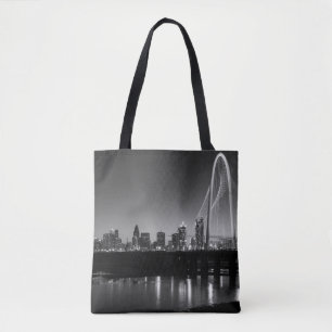 Dallas Skyline Dawn Grayscale Tote Bag