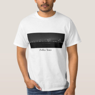 Dallas Skyline Dawn Pano Grayscale T-Shirt
