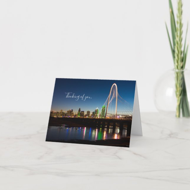Dallas Skyline Dawn Thinking Of You Card (Front)