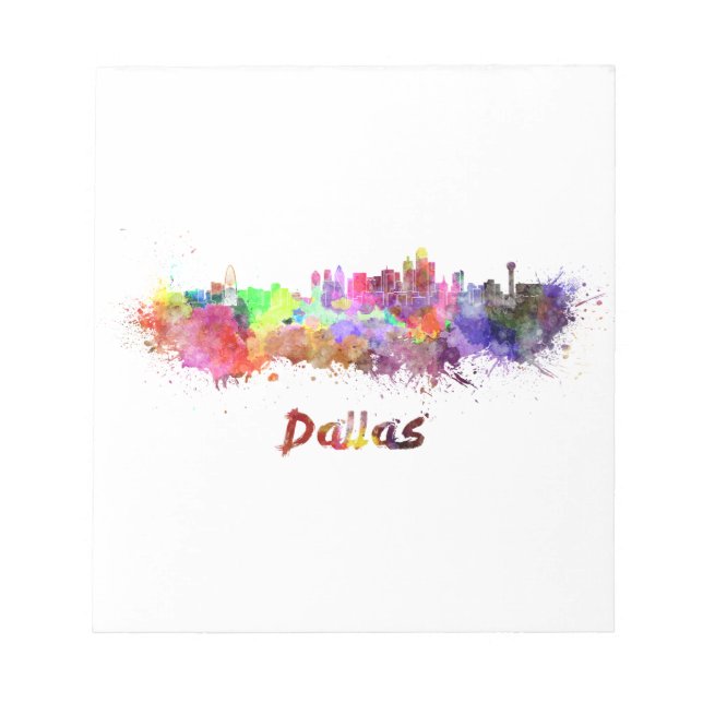 Dallas skyline in watercolor notepad (Front)