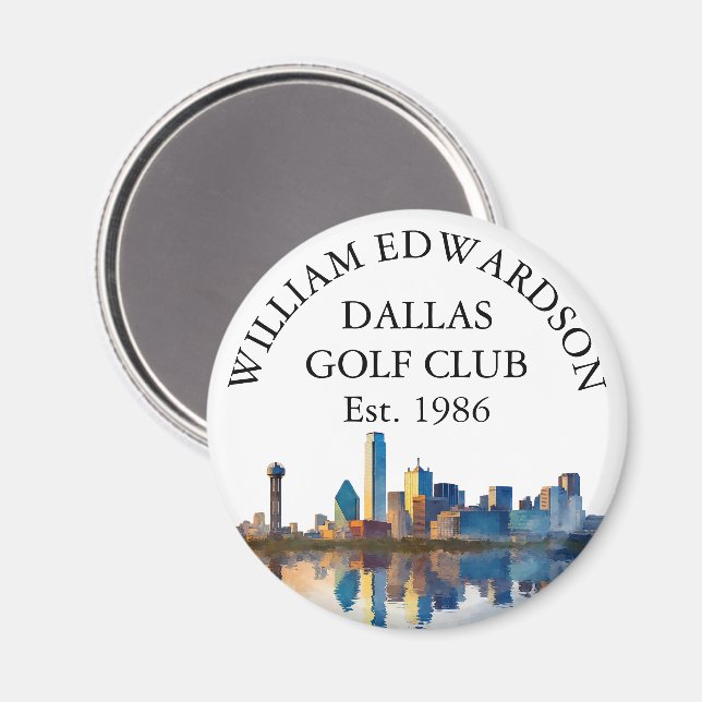 Dallas Skyline Personalised Golf Club Name Magnet (Front/Back)
