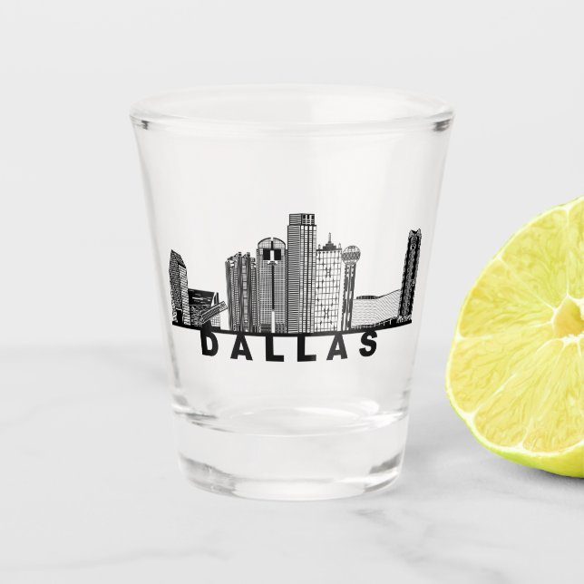 Dallas Skyline Silhouette  Shot Glass (Front)