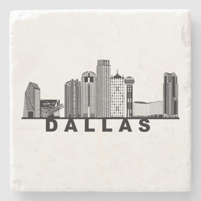 Dallas Skyline Silhouette  Stone Coaster (Front)