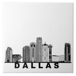 Dallas Skyline Silhouette  Tile