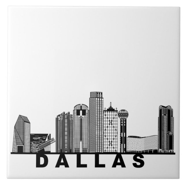 Dallas Skyline Silhouette  Tile (Front)