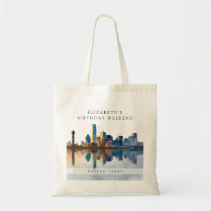 Dallas Skyline Watercolor Birthday Weekend Tote Bag