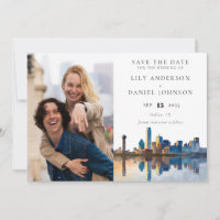 Dallas Skyline Watercolor Photo Wedding